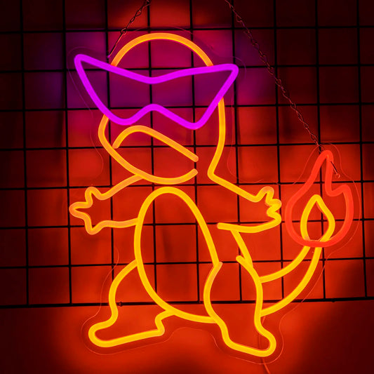 Lampe Néon LED Salameche – Décoration Murale Pokémon