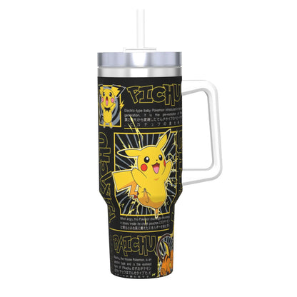 🥤 Gourde Isotherme Pokémon 40oz (1200ml) avec Poignée & Paille — Tumbler Grande Capacité