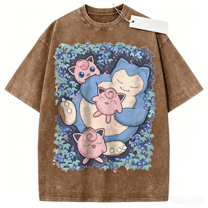 T-Shirt Pokémon Ronflex & Rondoudou – Style Cosy & Kawaii