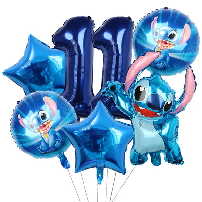 Stitch Birthday Balloon Kit - Blue Numbers (1 to 13) - Pack of 6 Balloons