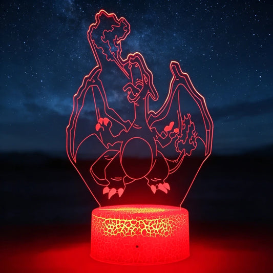 Lampe LED 3D Pokémon Dracaufeu : Illuminez votre intérieur avec votre compagnon favori