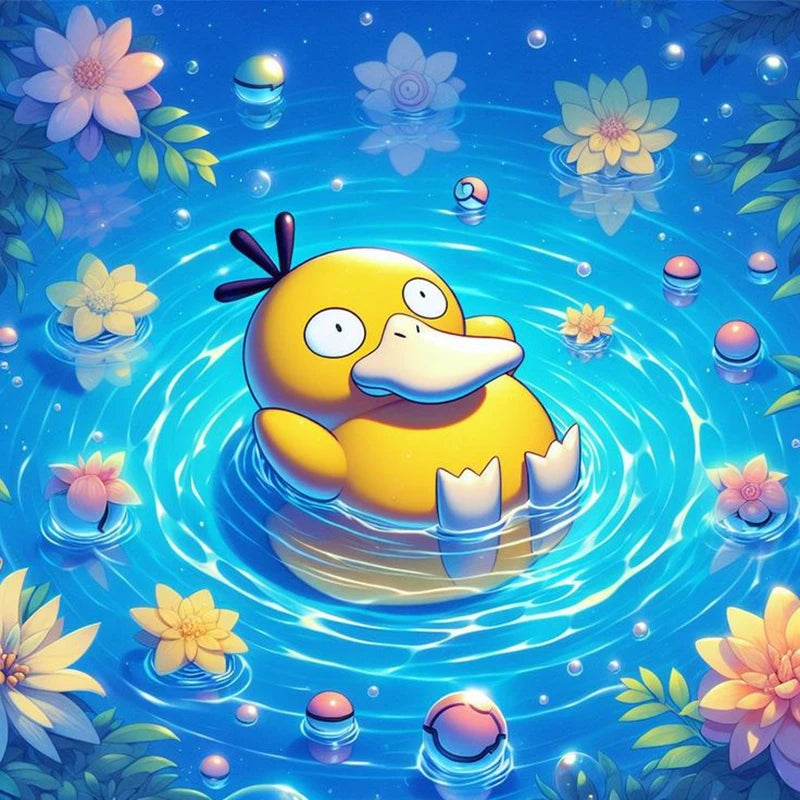 Tableau Diamant Pokémon Psykokwak – Kit Diamond Painting Complet
