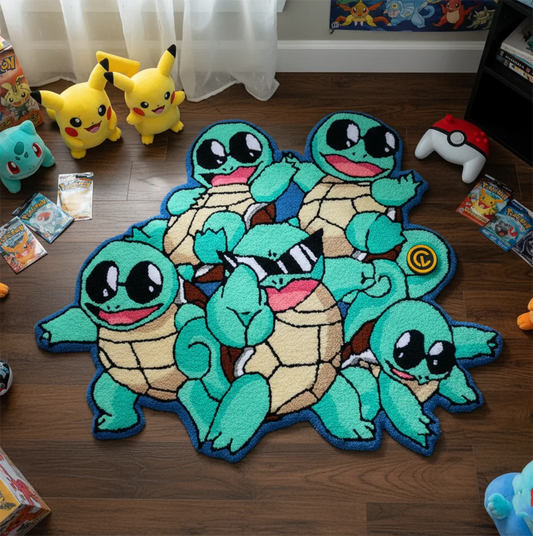 Tapis Pokémon Gang des carapuces – Tapis de sol décoratif pour fans de Pokémon