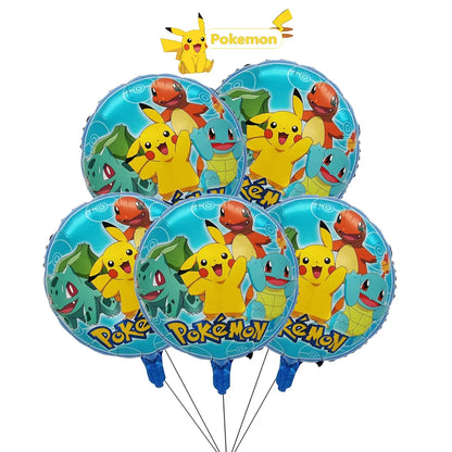 Ballons Pokémon en Aluminium – Lot de 5 Ballons 45cm