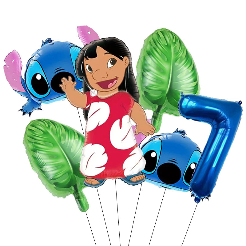 Pack Déco Anniversaire Lilo & Stitch – Chiffre au Choix & Ballons Thématiques Bleu