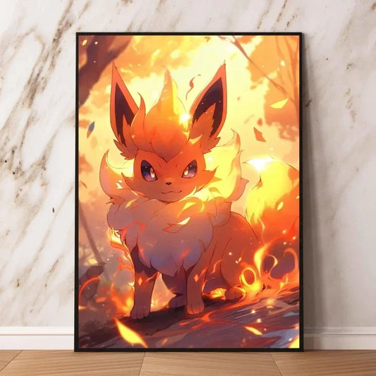 Kit Complet Diamond Painting Pyroli – Tableau Diamant à Créer Pokémon (Toile Vierge & Accessoires)