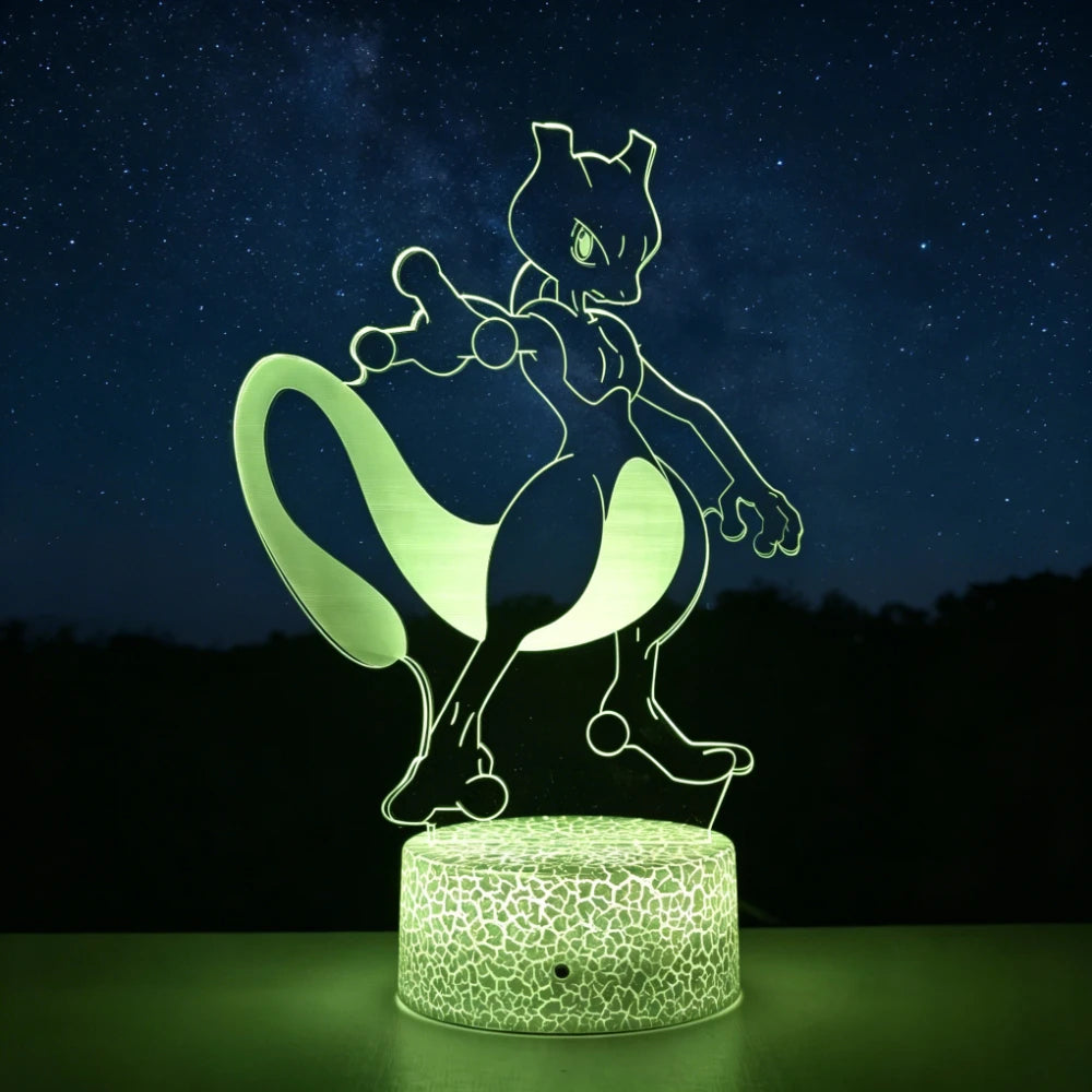 Lampe LED 3D Mewtwo Pokémon : Illuminez votre intérieur avec votre compagnon favori