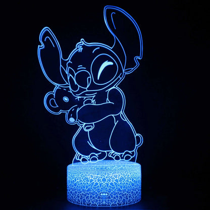 Stitch 3D LED Night Light - 16 Colors with Remote Control