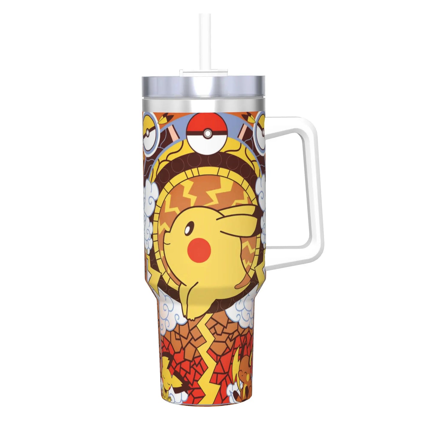 🥤 Gourde Isotherme Pokémon 40oz (1200ml) avec Poignée & Paille — Tumbler Grande Capacité
