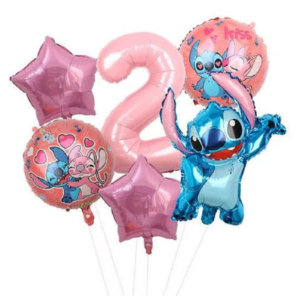Stitch Birthday Balloon Kit - Pink Numbers (1 to 10) - Pack of 6 Balloons