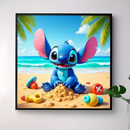 Tableau Diamant Stitch château de sable – Kit Diamond Painting Complet