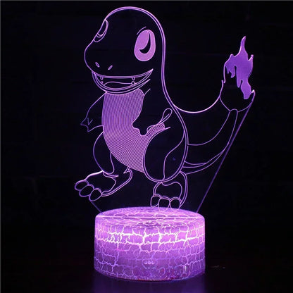 Lampe LED 3D Pokémon – 16 couleurs, télécommande & tactile