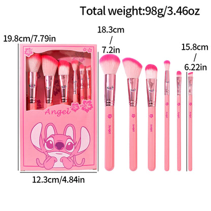 Ensemble de 6 Pinceaux de Maquillage Disney Angel – Design Kawaii & Manche en Bois
