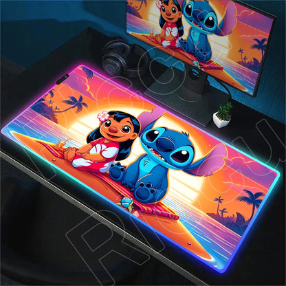Tapis de bureau LED RGB Stitch – Accessoire gaming lumineux