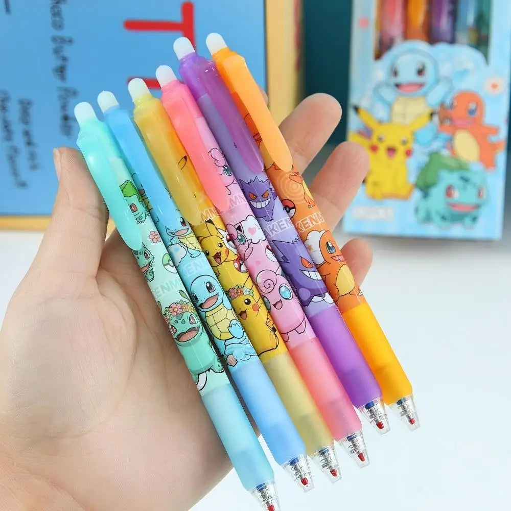 Set de Stylos Neutres Effaçables Pokémon (6 ou 12 pièces) – Fournitures Scolaires Kawaii 0.5mm