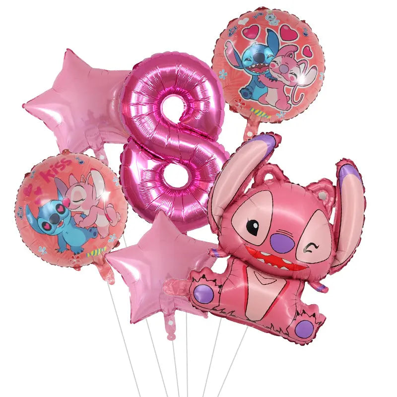 Kit de Ballons d'Anniversaire Angel - Chiffres Roses (1 à 9) - Pack de 6 Ballons