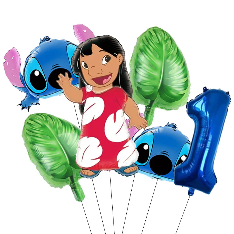 Pack Déco Anniversaire Lilo & Stitch – Chiffre au Choix & Ballons Thématiques Bleu