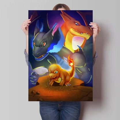Pokémon Canvas Poster - Charizard, Charmander.