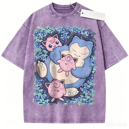 T-Shirt Pokémon Ronflex & Rondoudou – Style Cosy & Kawaii