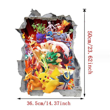 Stickers Muraux Pokémon – Effet 3D Brèche Murale