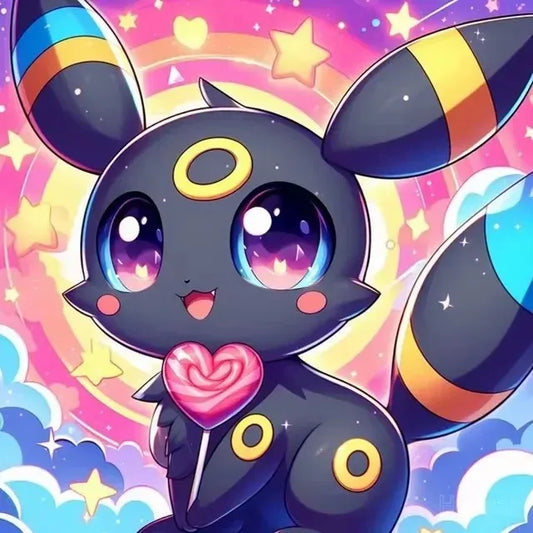 Tableau Diamant Pokémon bébé Noctali  – Kit Diamond Painting Complet