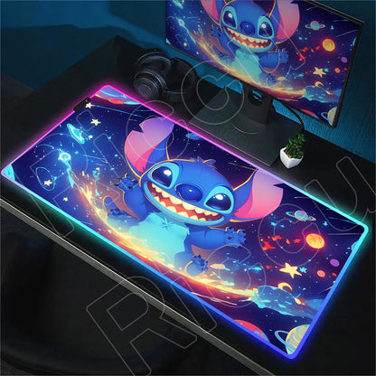 Tapis de bureau LED RGB Stitch – Accessoire gaming lumineux