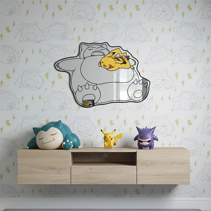 Miroir Mural Pokémon Décoratif – Design 3D Ronflex avec Pikachu
