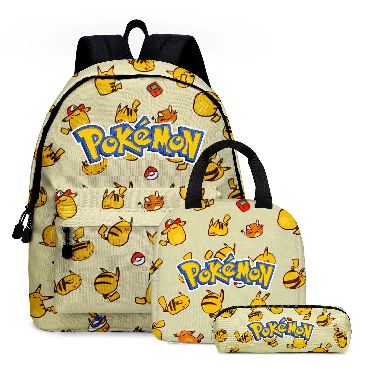 Pack École Pokémon 3-en-1 – Sac à dos, Trousse et Lunch Bag (Modèles au choix)