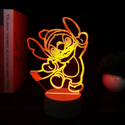 Stitch Winter 3D LED Night Light - 16 Colors with Remote Control
