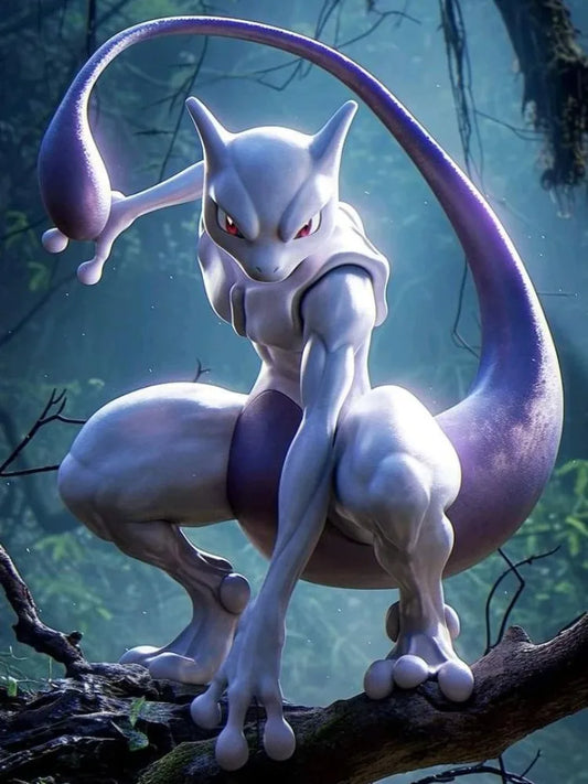 Diamond Painting Pokémon Mewtwo – Diamants Ronds à Réaliser Soi-Même