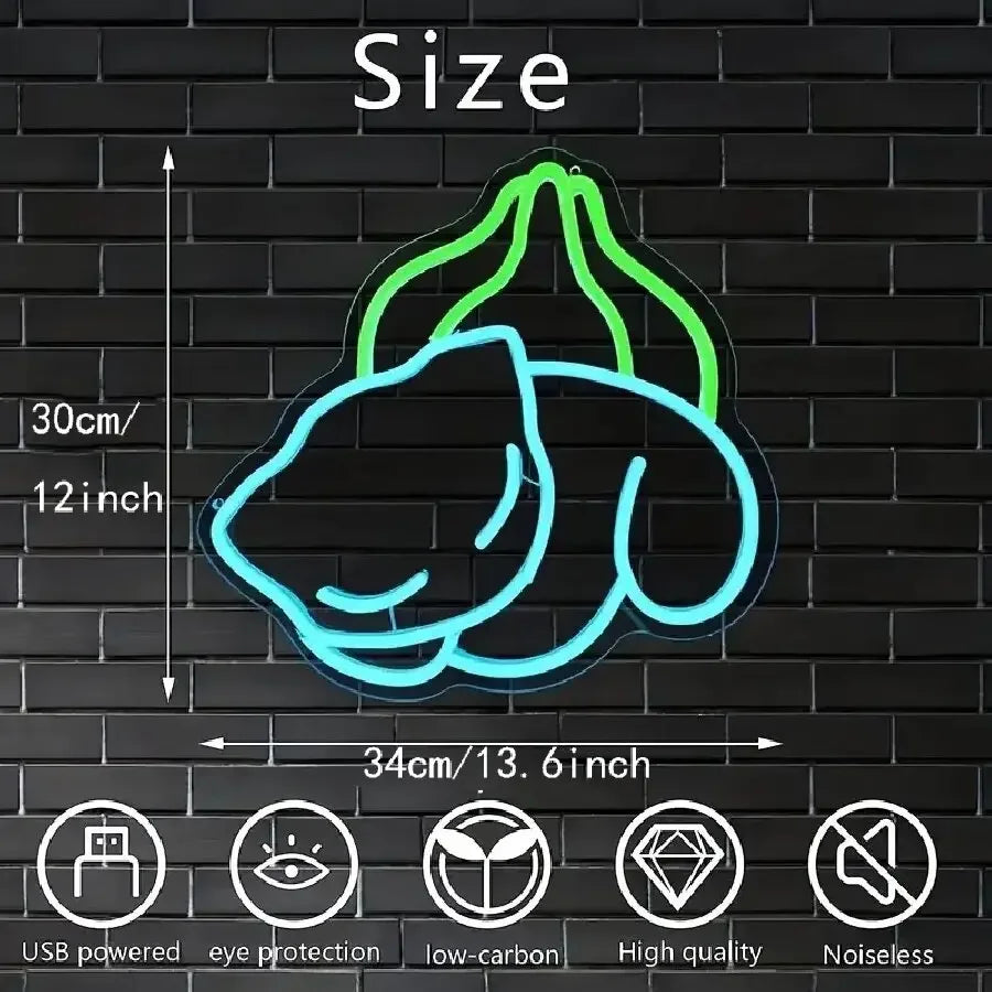 Lampe Néon LED – Édition Bulbizarre Endormi