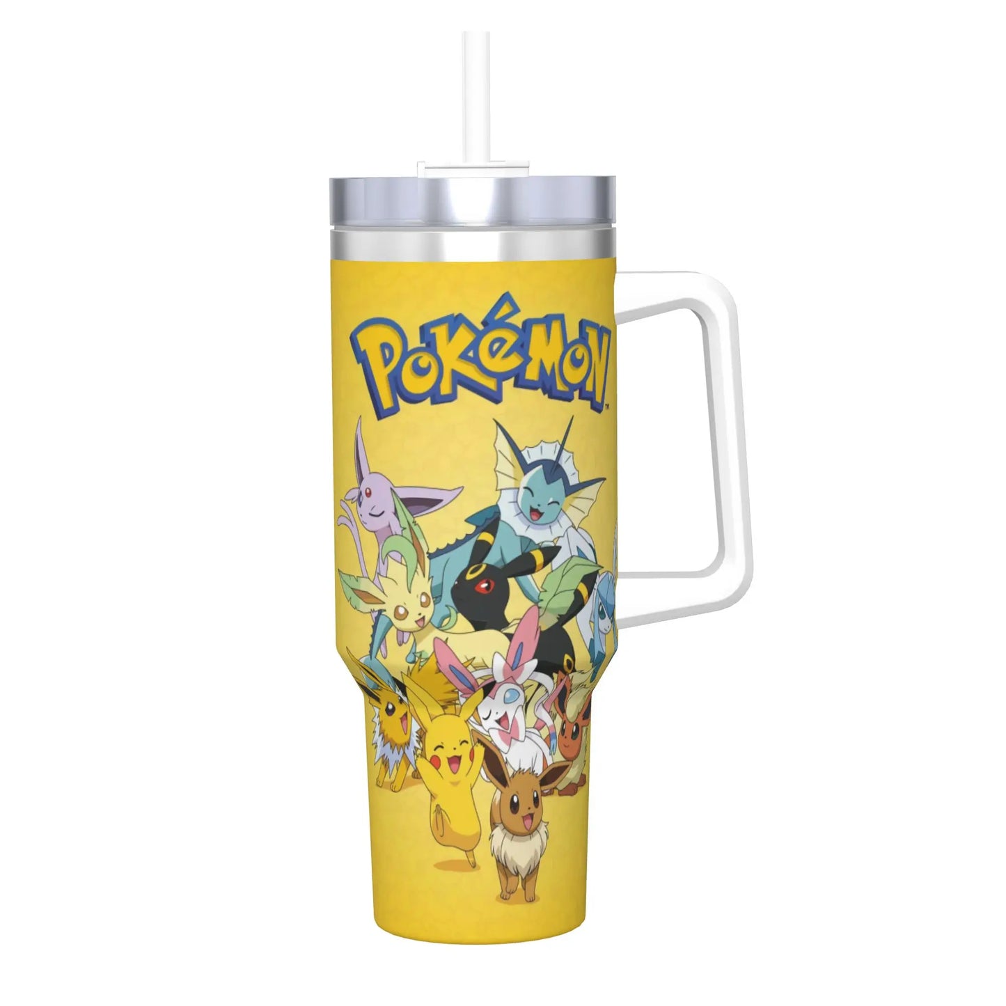 🥤 Gourde Isotherme Pokémon 40oz (1200ml) avec Poignée & Paille — Tumbler Grande Capacité