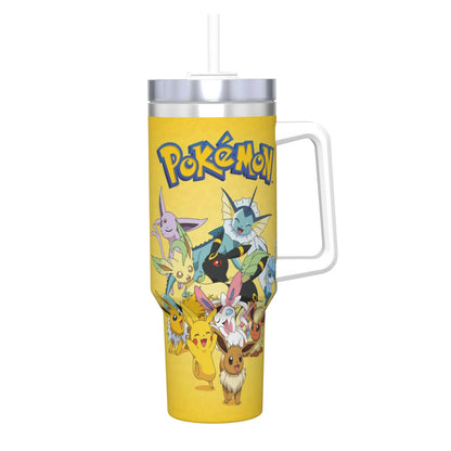 🥤 Gourde Isotherme Pokémon 40oz (1200ml) avec Poignée & Paille — Tumbler Grande Capacité