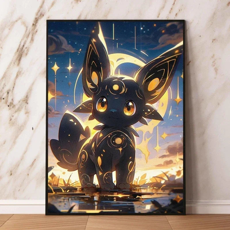 Kit Complet Diamond Painting bébé Noctali – Tableau Diamant à Créer Pokémon (Toile Vierge & Accessoires)