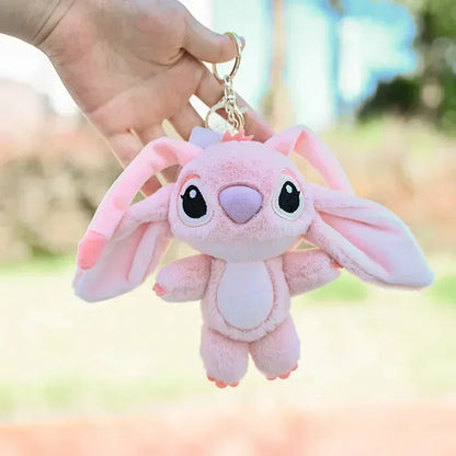 Stitch &amp; Angel Plush Keychain – Kawaii Disney Accessory