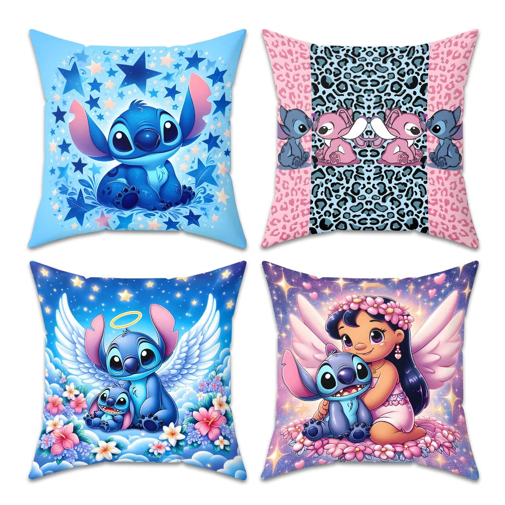 Taie d’oreiller décorative Stitch et Angel – Collection Disney Kawaii (40x40cm / 45x45cm / 50x50cm)
