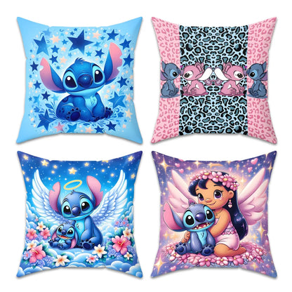 Taie d’oreiller décorative Stitch et Angel – Collection Disney Kawaii (40x40cm / 45x45cm / 50x50cm)
