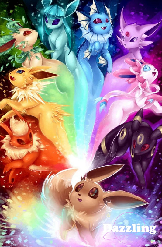 Tableau Diamant Pokémon Evolitions – Kit Diamond Painting Complet