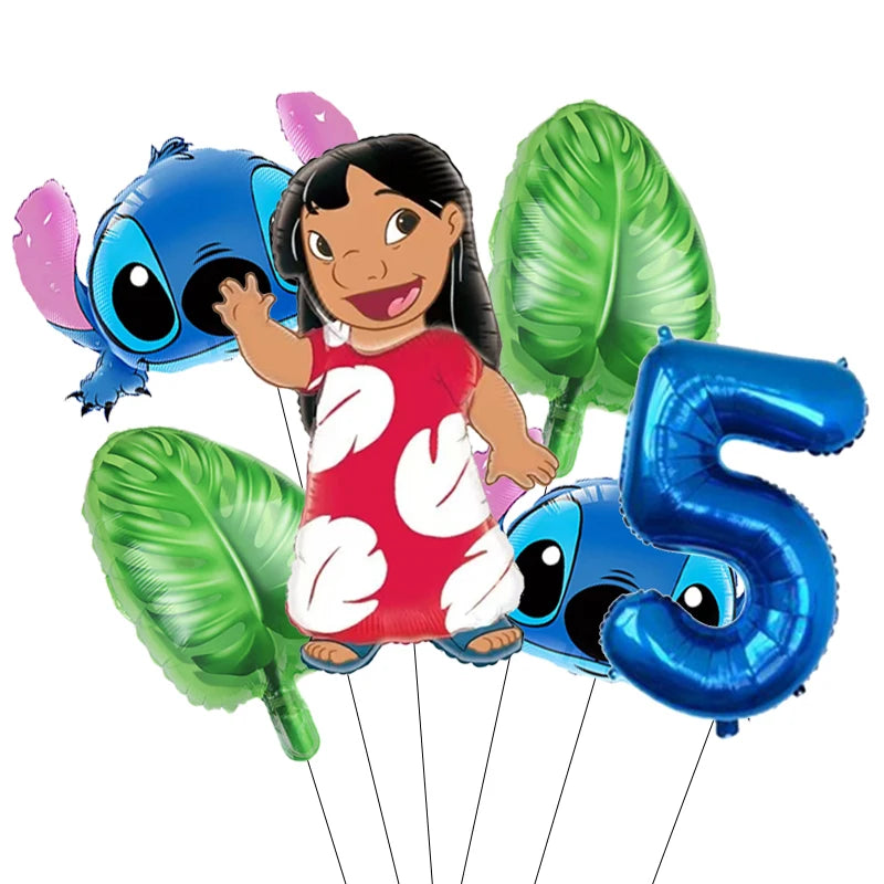 Pack Déco Anniversaire Lilo & Stitch – Chiffre au Choix & Ballons Thématiques Bleu