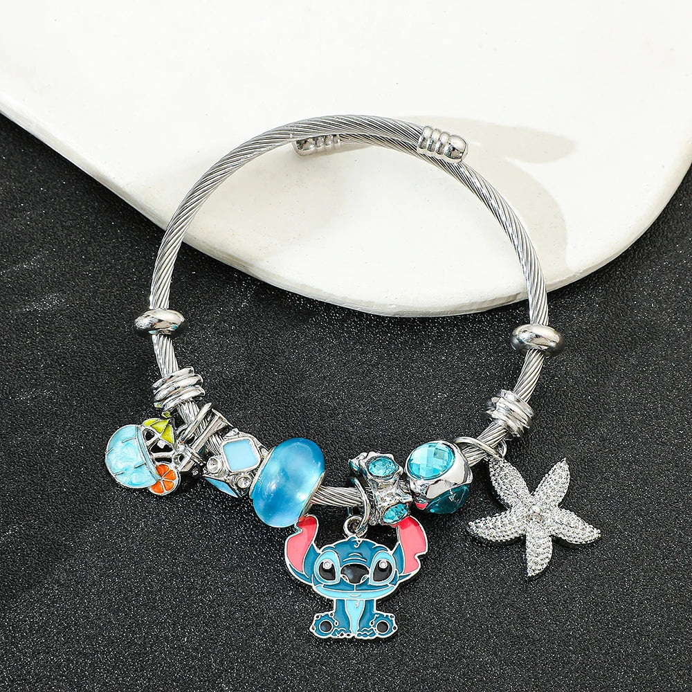 Bracelet à Breloques Stitch & Angel – Style Disney pour Femme et Fille