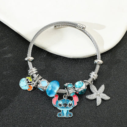 Bracelet à Breloques Stitch & Angel – Style Disney pour Femme et Fille