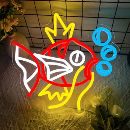 Enseigne néon LED Magicarpe – Déco murale USB Pokémon pour chambre, salon ou salle de jeux
