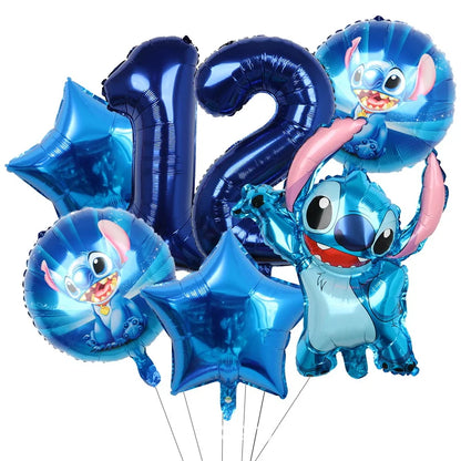 Stitch Birthday Balloon Kit - Blue Numbers (1 to 13) - Pack of 6 Balloons