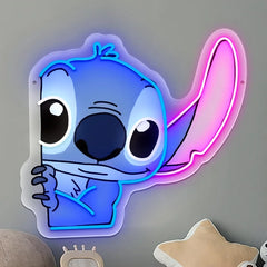Enseigne Néon LED Stitch - Déco Lumineuse 33x35.5cm