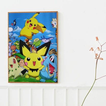 🟡 Diamond Painting – Pokémon Eevee and Pikachu