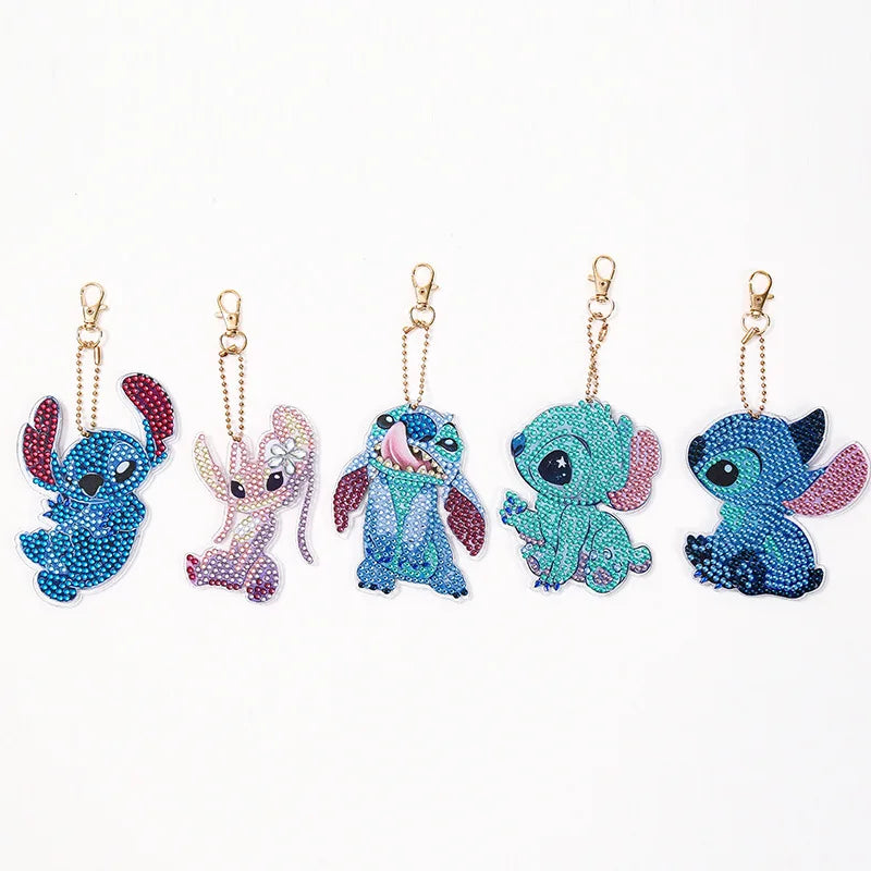 Lot de 5 Porte-clés Diamantés Stitch – Set Cristal DIY