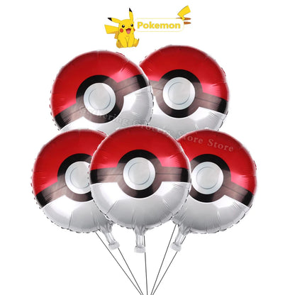 Ballons Pokémon en Aluminium – Lot de 5 Ballons 45cm