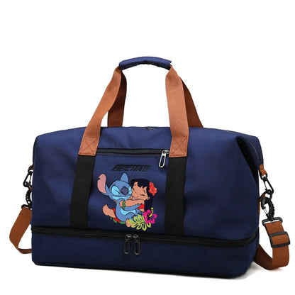 Disney Stitch Dark Blue Travel Bag - Large, Lightweight and Waterproof