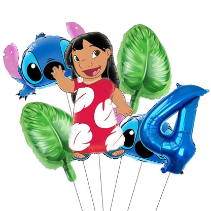 Pack Déco Anniversaire Lilo & Stitch – Chiffre au Choix & Ballons Thématiques Bleu