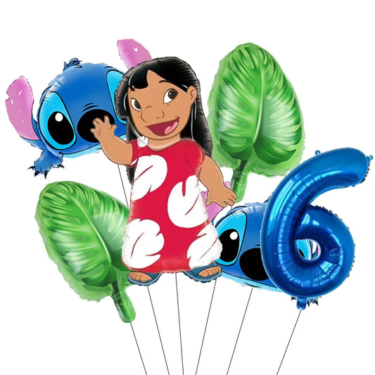 Pack Déco Anniversaire Lilo & Stitch – Chiffre au Choix & Ballons Thématiques Bleu